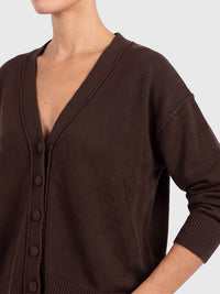 Oversized Strickjacke aus reiner Merinowolle | braun