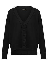 Oversized Strickjacke aus reiner Merinowolle | schwarz