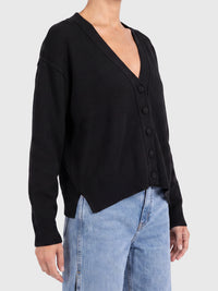 Oversized Strickjacke aus reiner Merinowolle | schwarz