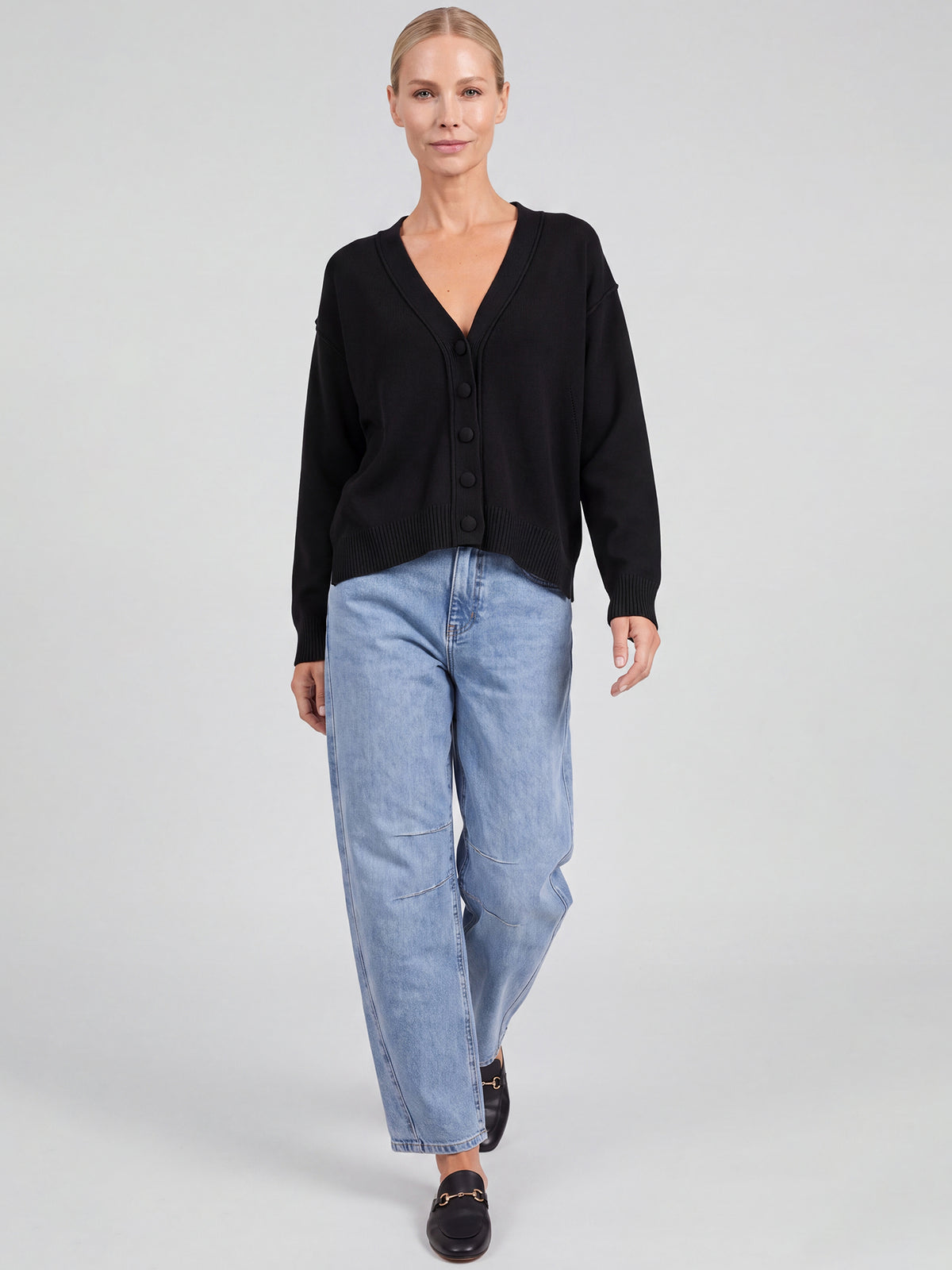 Oversized Strickjacke aus reiner Merinowolle | schwarz