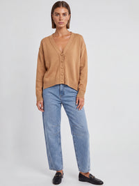 Oversized Strickjacke aus reiner Merinowolle | camel