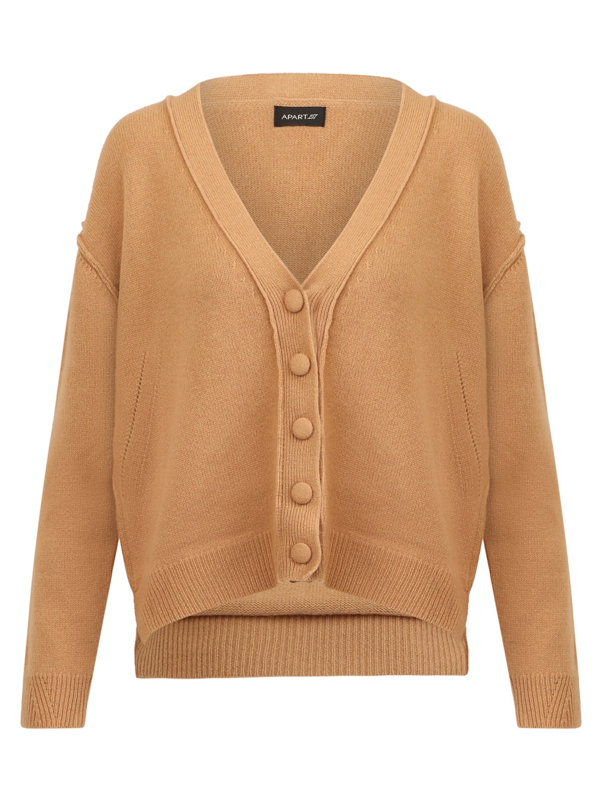 Oversized Strickjacke aus reiner Merinowolle | camel