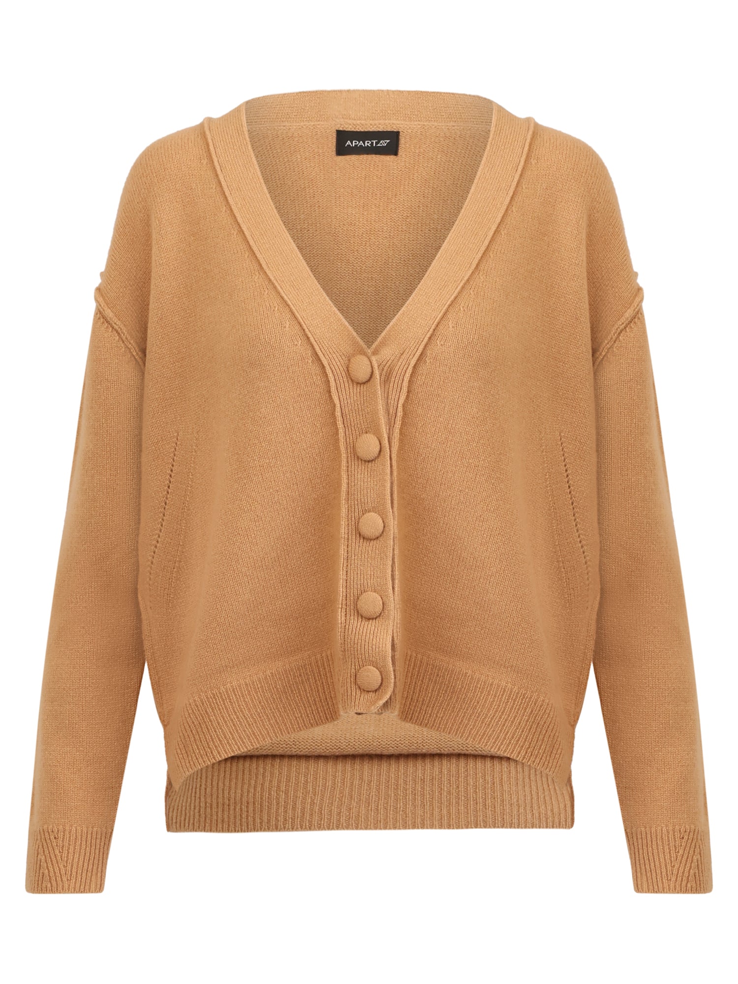 Oversized Strickjacke aus reiner Merinowolle | camel