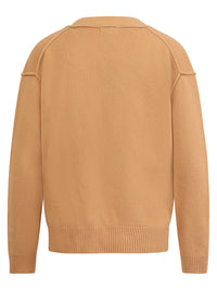 Oversized Strickjacke aus reiner Merinowolle | camel