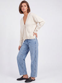 Oversized Strickjacke aus reiner Merinowolle | champagner