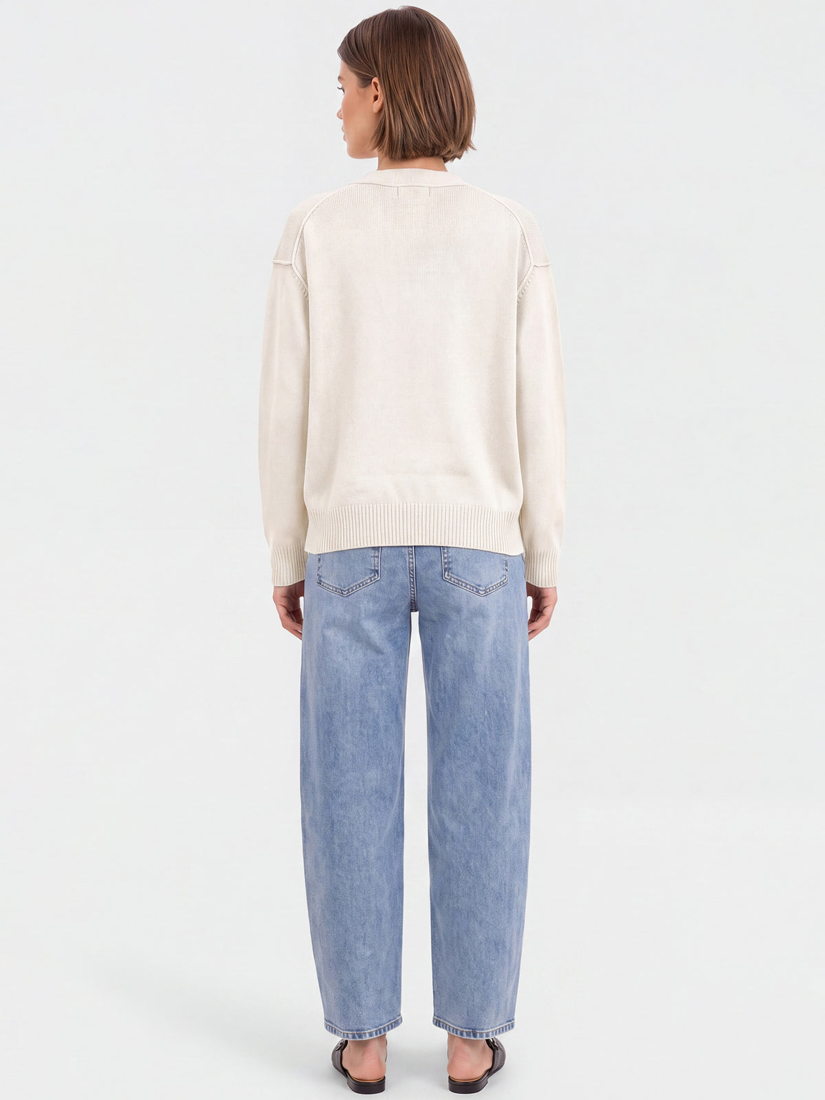 Oversized Strickjacke aus reiner Merinowolle | champagner