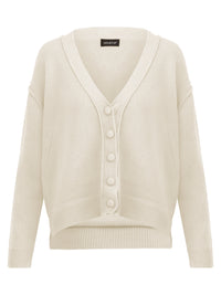 Oversized Strickjacke aus reiner Merinowolle | champagner