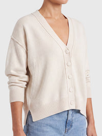 Oversized Strickjacke aus reiner Merinowolle | champagner