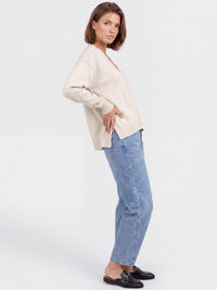 Oversized Strickjacke aus reiner Merinowolle | champagner
