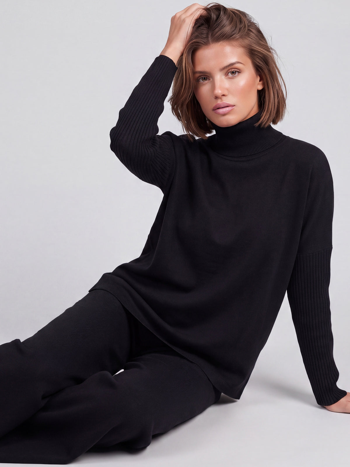 Oversized Pullover aus reiner Merinowolle | schwarz