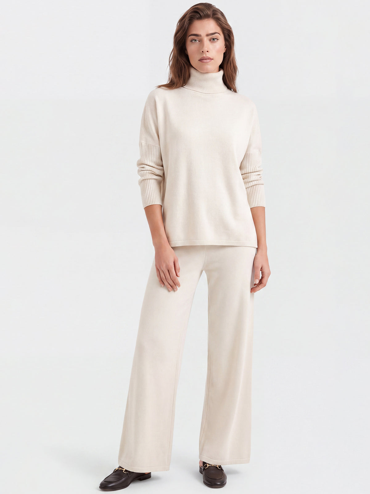 Oversized Pullover aus reiner Merinowolle | champagner