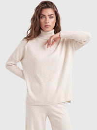 Oversized Pullover aus reiner Merinowolle | champagner