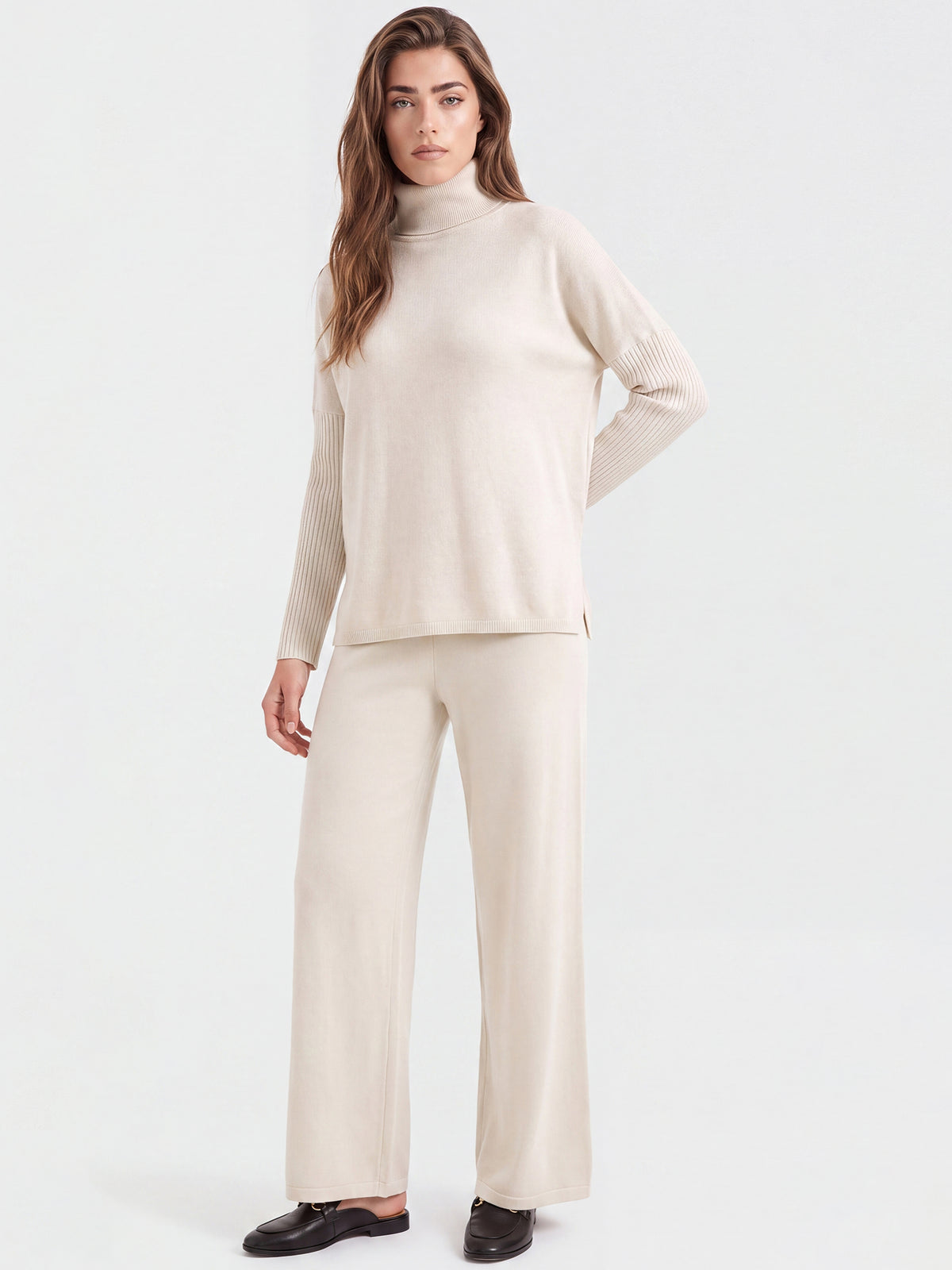 Oversized Pullover aus reiner Merinowolle | champagner