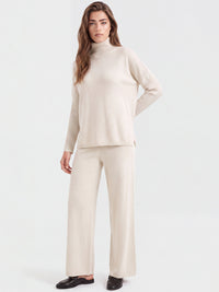Oversized Pullover aus reiner Merinowolle | champagner