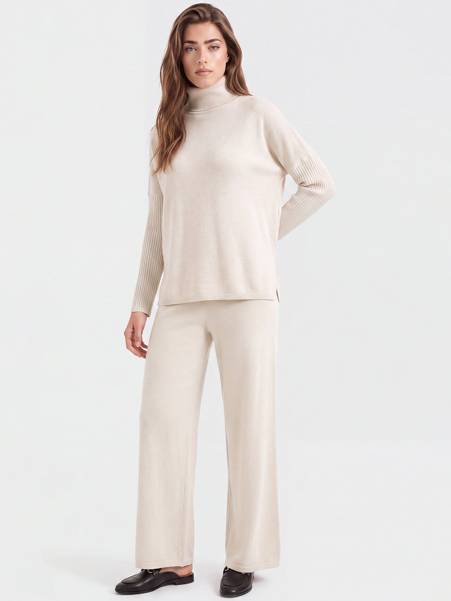 Oversized Pullover aus reiner Merinowolle | champagner