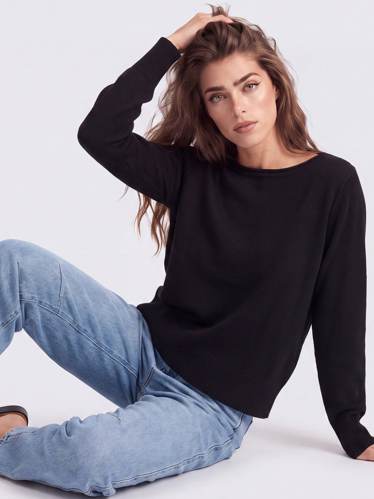 Oversized Pullover aus reiner Merinowolle | schwarz