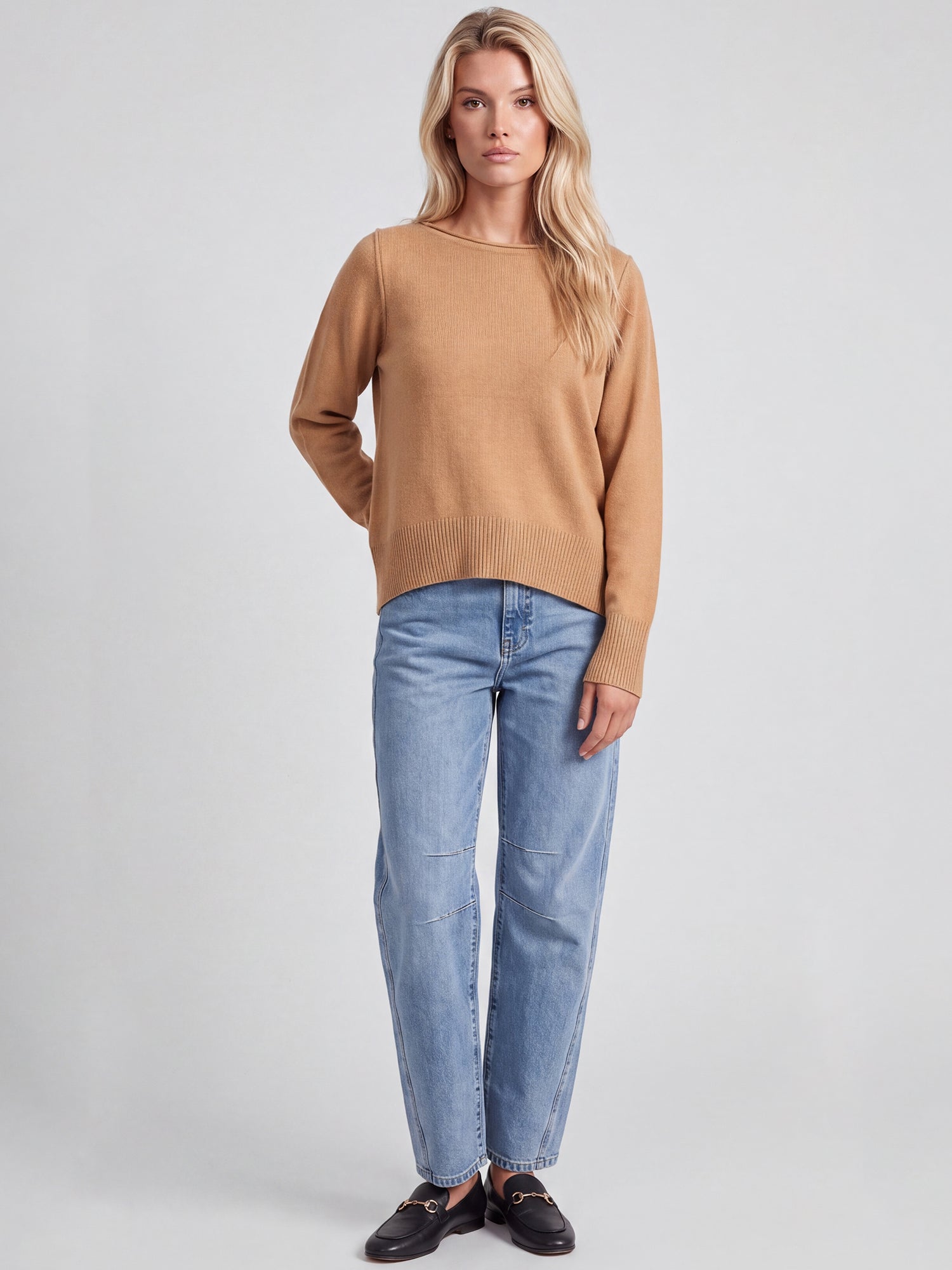 Oversized Pullover aus reiner Merinowolle | camel