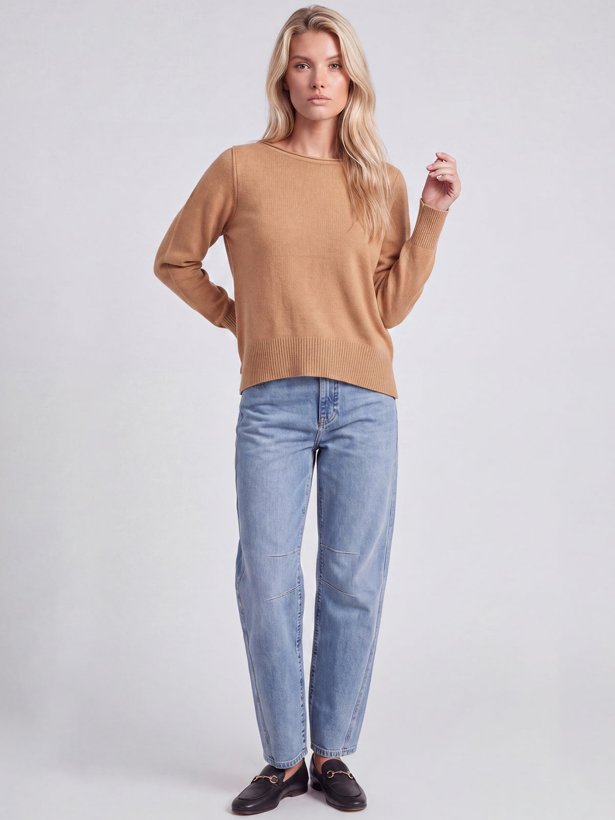 Oversized Pullover aus reiner Merinowolle | camel