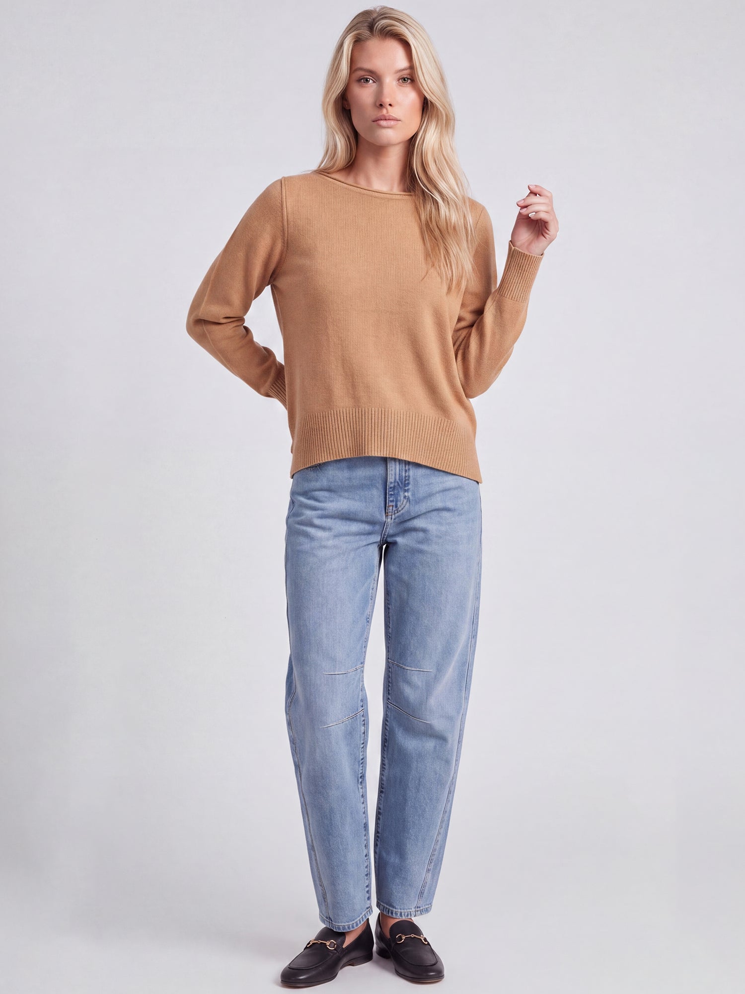 Oversized Pullover aus reiner Merinowolle | camel