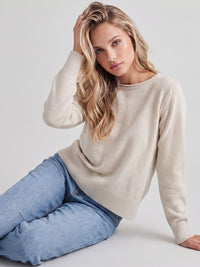 Oversized Pullover aus reiner Merinowolle | champagner