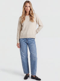Oversized Pullover aus reiner Merinowolle | champagner