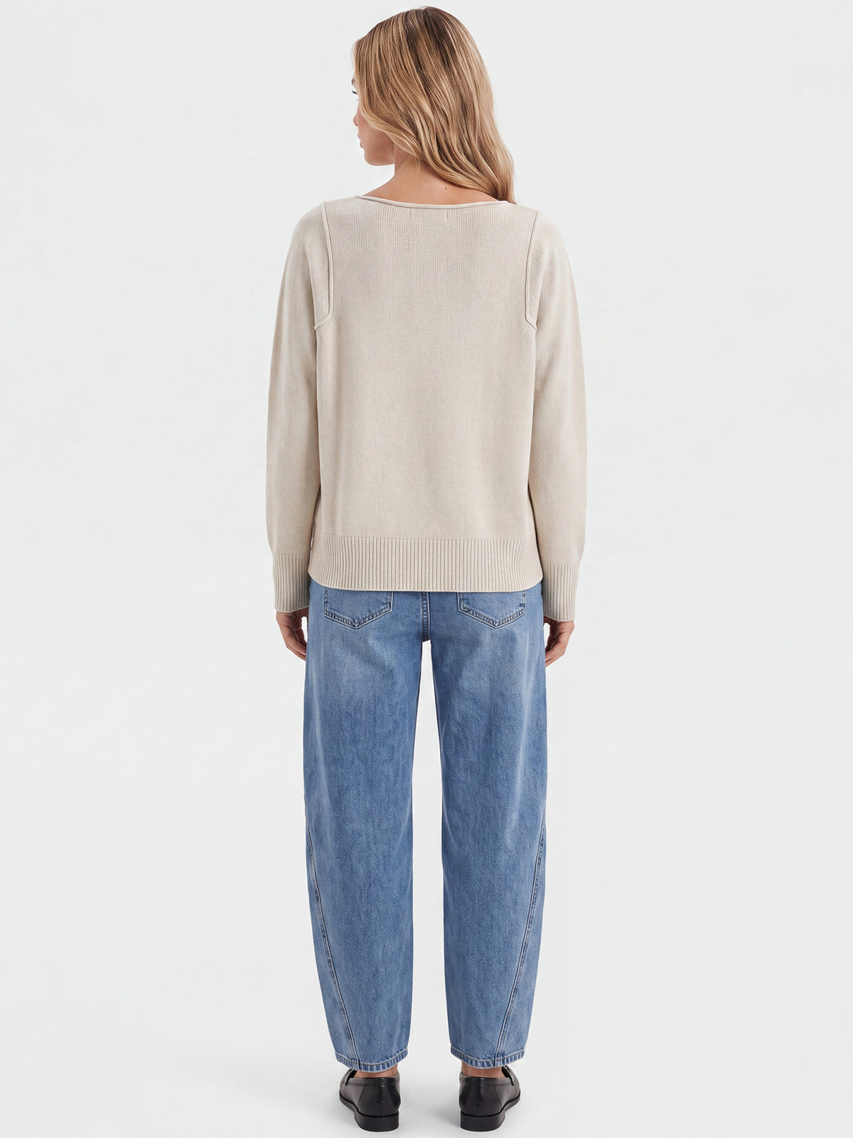 Oversized Pullover aus reiner Merinowolle | champagner