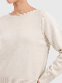 Oversized Pullover aus reiner Merinowolle | champagner
