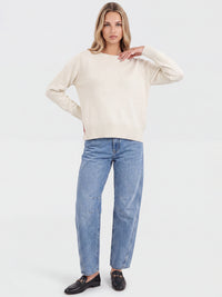 Oversized Pullover aus reiner Merinowolle | champagner