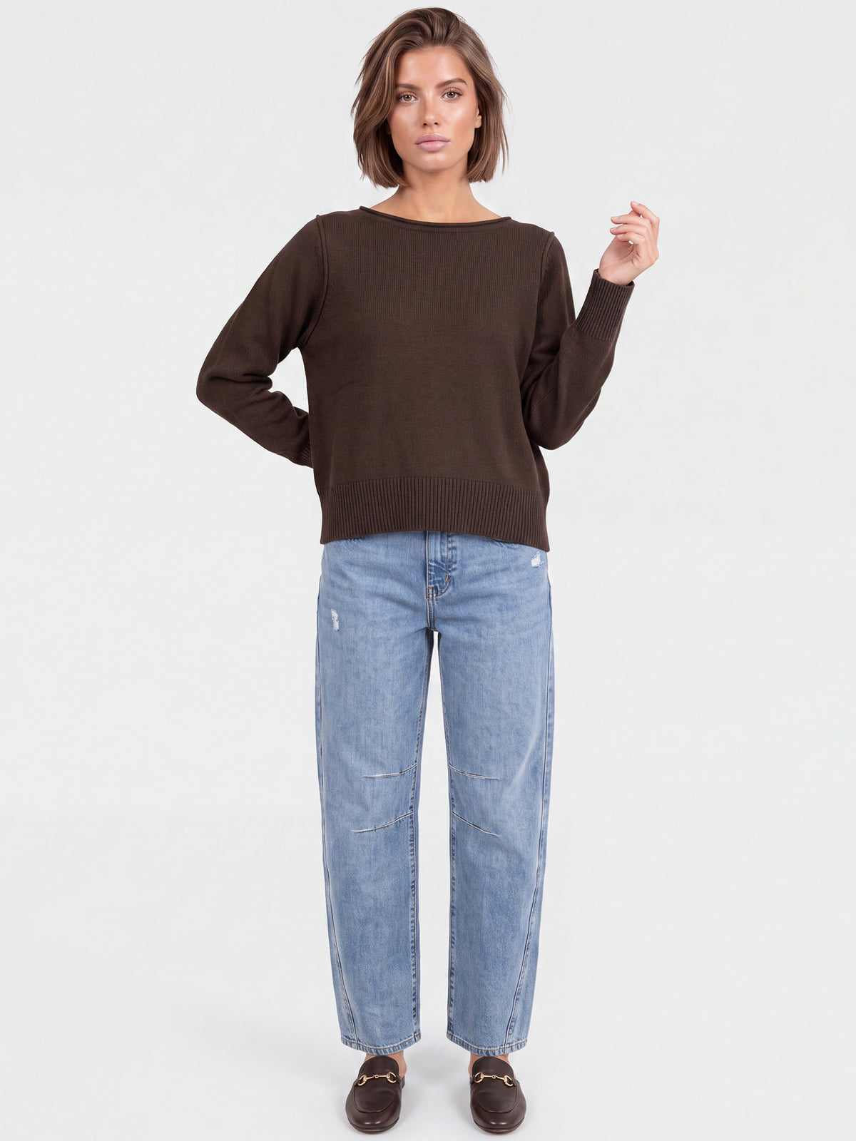 Oversized Pullover aus reiner Merinowolle | braun