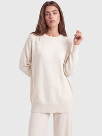 Oversized Pullover aus reiner Merinowolle | champagner