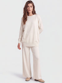Oversized Pullover aus reiner Merinowolle | champagner