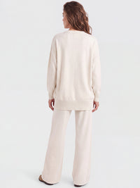 Oversized Pullover aus reiner Merinowolle | champagner
