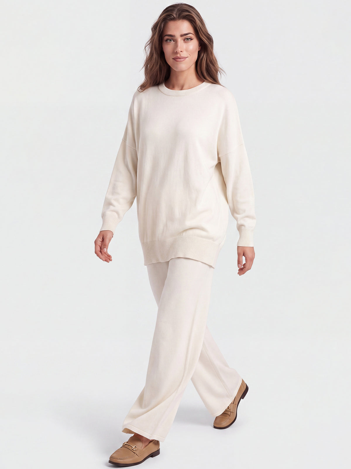 Oversized Pullover aus reiner Merinowolle | champagner