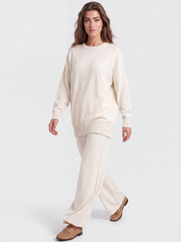 Oversized Pullover aus reiner Merinowolle | champagner