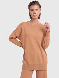 Oversized Pullover aus reiner Merinowolle | camel