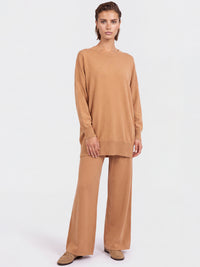 Oversized Pullover aus reiner Merinowolle | camel