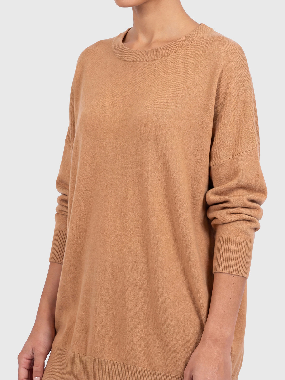 Oversized Pullover aus reiner Merinowolle | camel