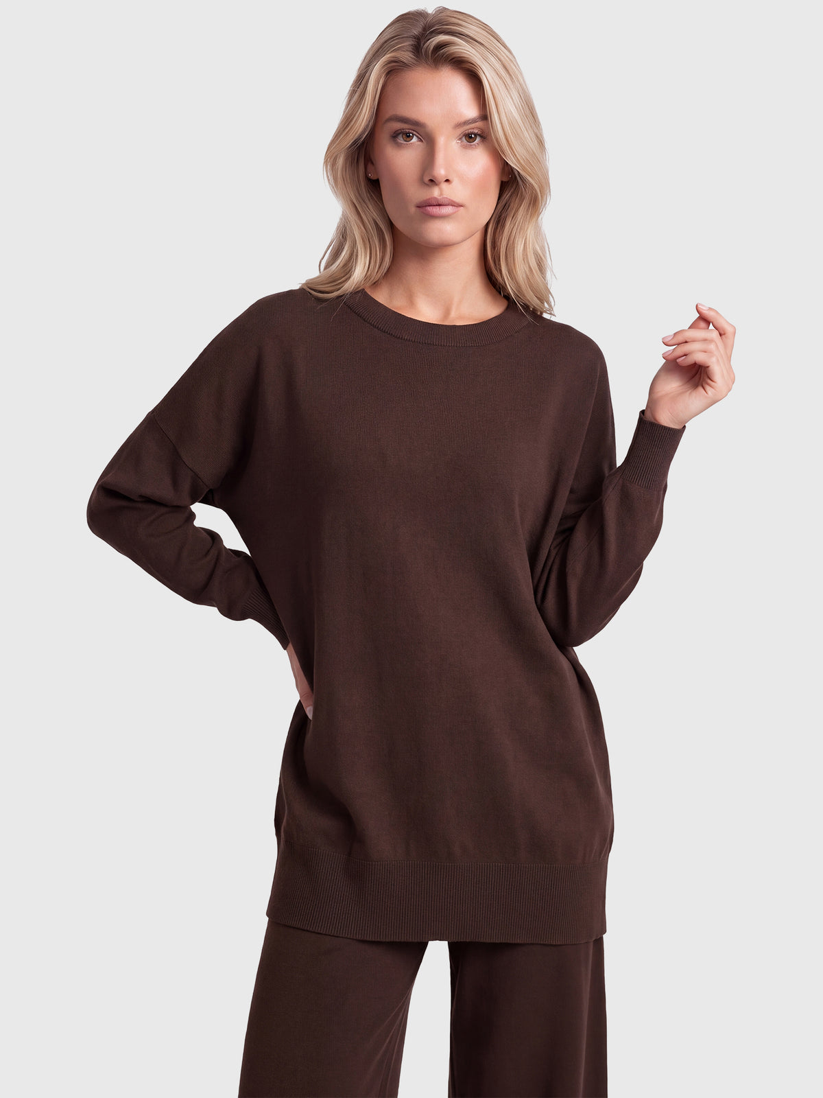 Oversized Pullover aus reiner Merinowolle | braun