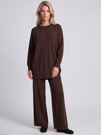 Oversized Pullover aus reiner Merinowolle | braun