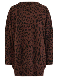 Oversized Pullover aus reiner Merinowolle | braun-schwarz