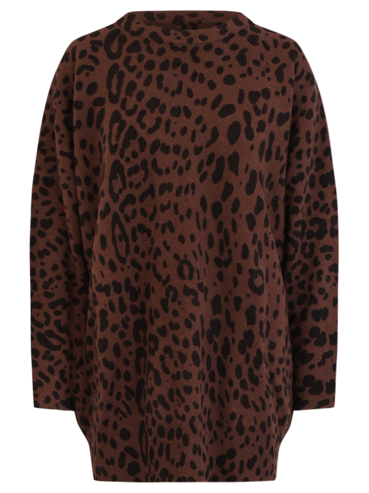 Oversized Pullover aus reiner Merinowolle | braun-schwarz