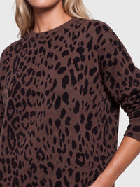 Oversized Pullover aus reiner Merinowolle | braun-schwarz