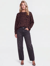 Oversized Pullover aus reiner Merinowolle | braun-schwarz