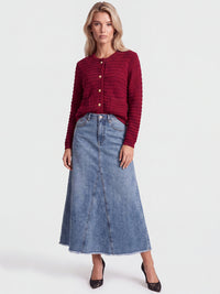Strickjacke im Chanel-Stil mit Schmuckknöpfen | rot