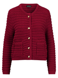 Strickjacke im Chanel-Stil mit Schmuckknöpfen | rot