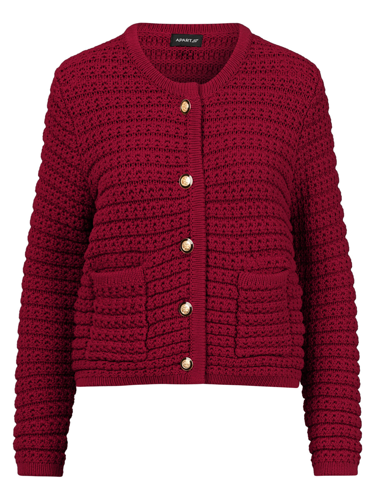 Strickjacke im Chanel-Stil mit Schmuckknöpfen | rot