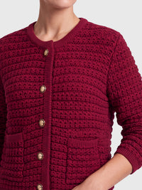 Strickjacke im Chanel-Stil mit Schmuckknöpfen | rot