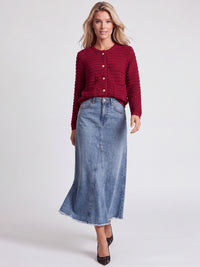 Strickjacke im Chanel-Stil mit Schmuckknöpfen | rot