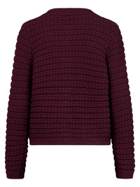 Strickjacke im Chanel-Stil mit Schmuckknöpfen | weinrot