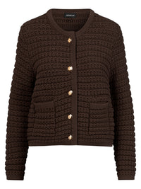 Strickjacke im Chanel-Stil mit Schmuckknöpfen | braun